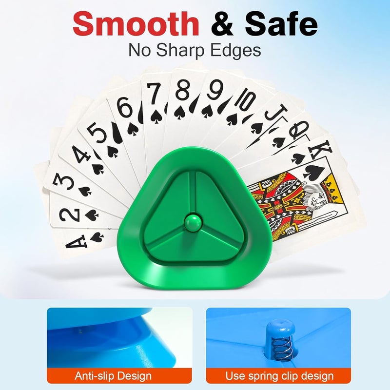 LEAFORIA Playing Card Holders 8 Pack - Triangle Hands Free Card Holder for Kids, Adults, Seniors | Plastic Card Holders for Poker, Game Nights, Classroom Activities (4 Colors) - Image 4